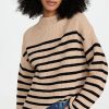 Turtle & Mock Necks * | Coupon Rails Claudia Mock Neck Sweater Camel Ebony Stripe