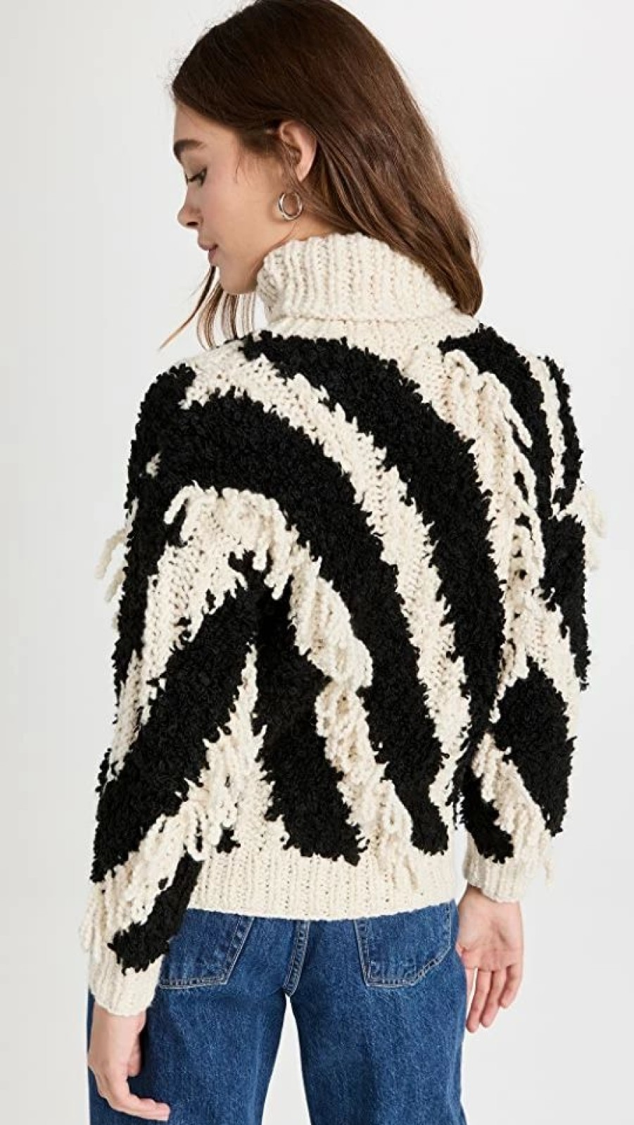 Turtle & Mock Necks * | Flash Sale Zimmermann Cosmic Chunky Stripe Sweater Black/Cream