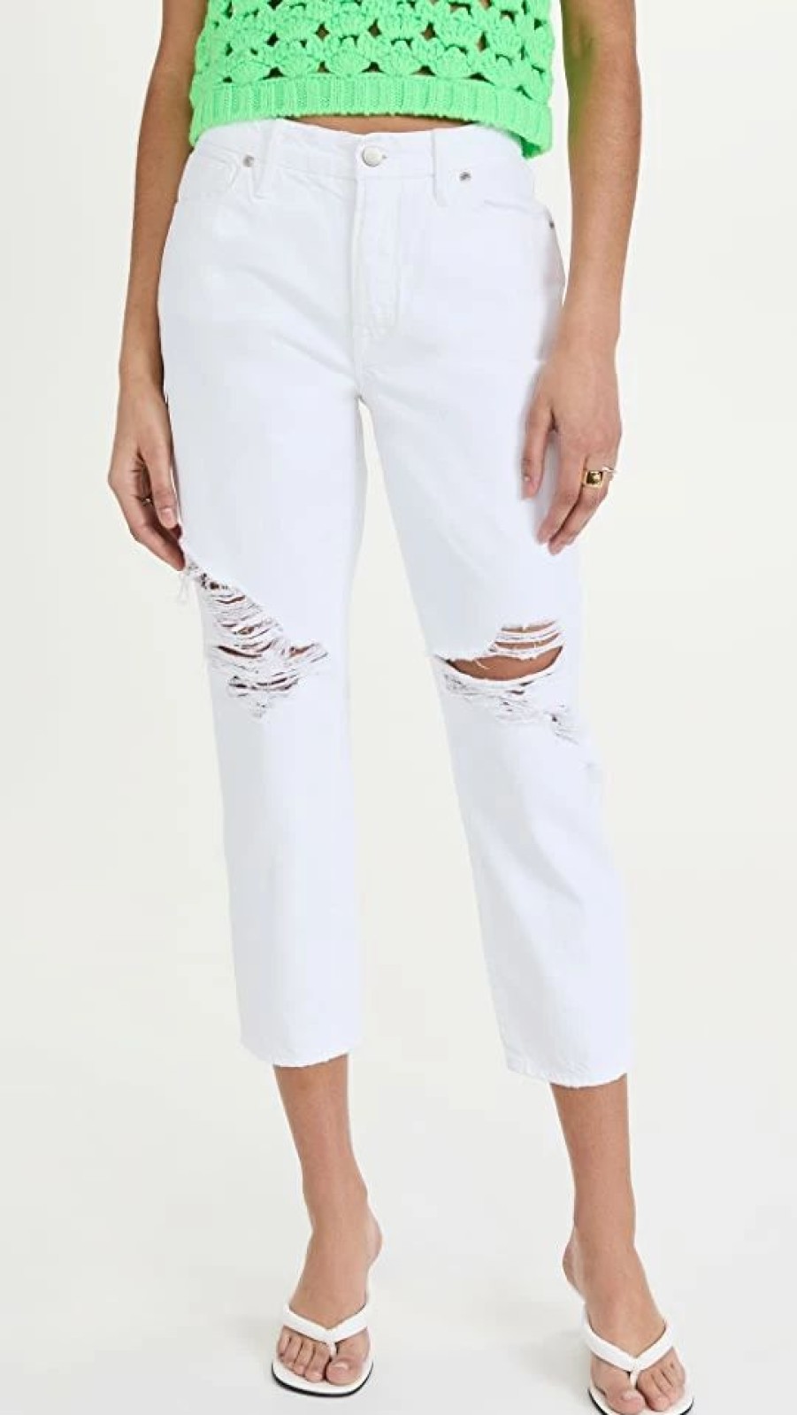 Distressed Jeans * | Promo Good American Good Girlfriend Petite Jeans White035