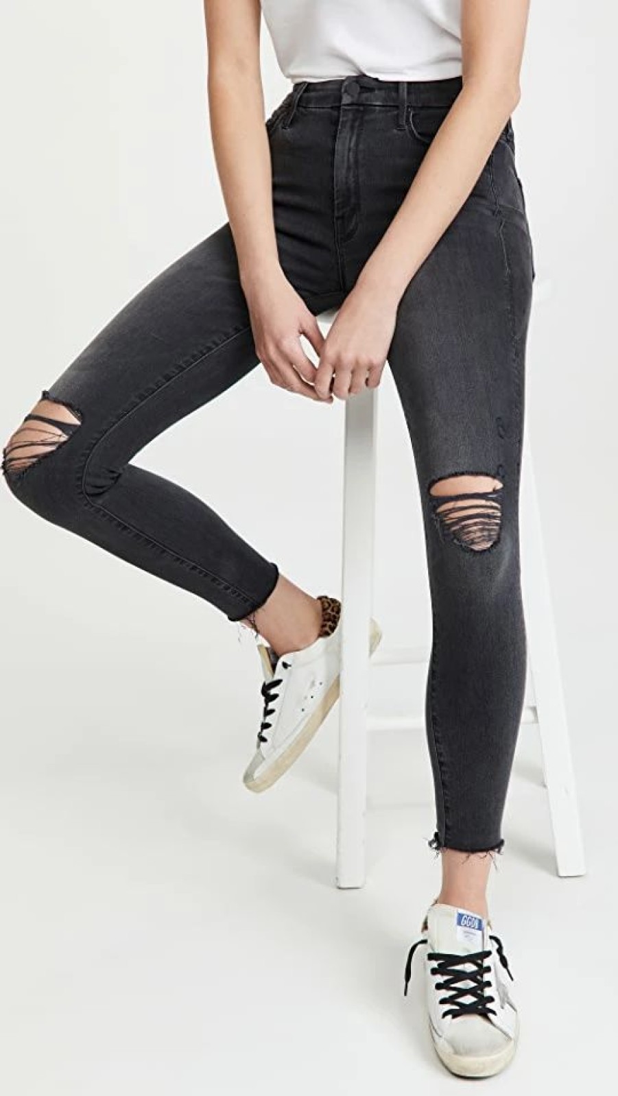 Distressed Jeans * | Buy Mother The Looker Ankle Fray Jeans Burning Out Lanterns