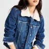 Jean Jackets * | Best Reviews Of Paige Faux Shearling Rowan Jacket Jamee Distressed