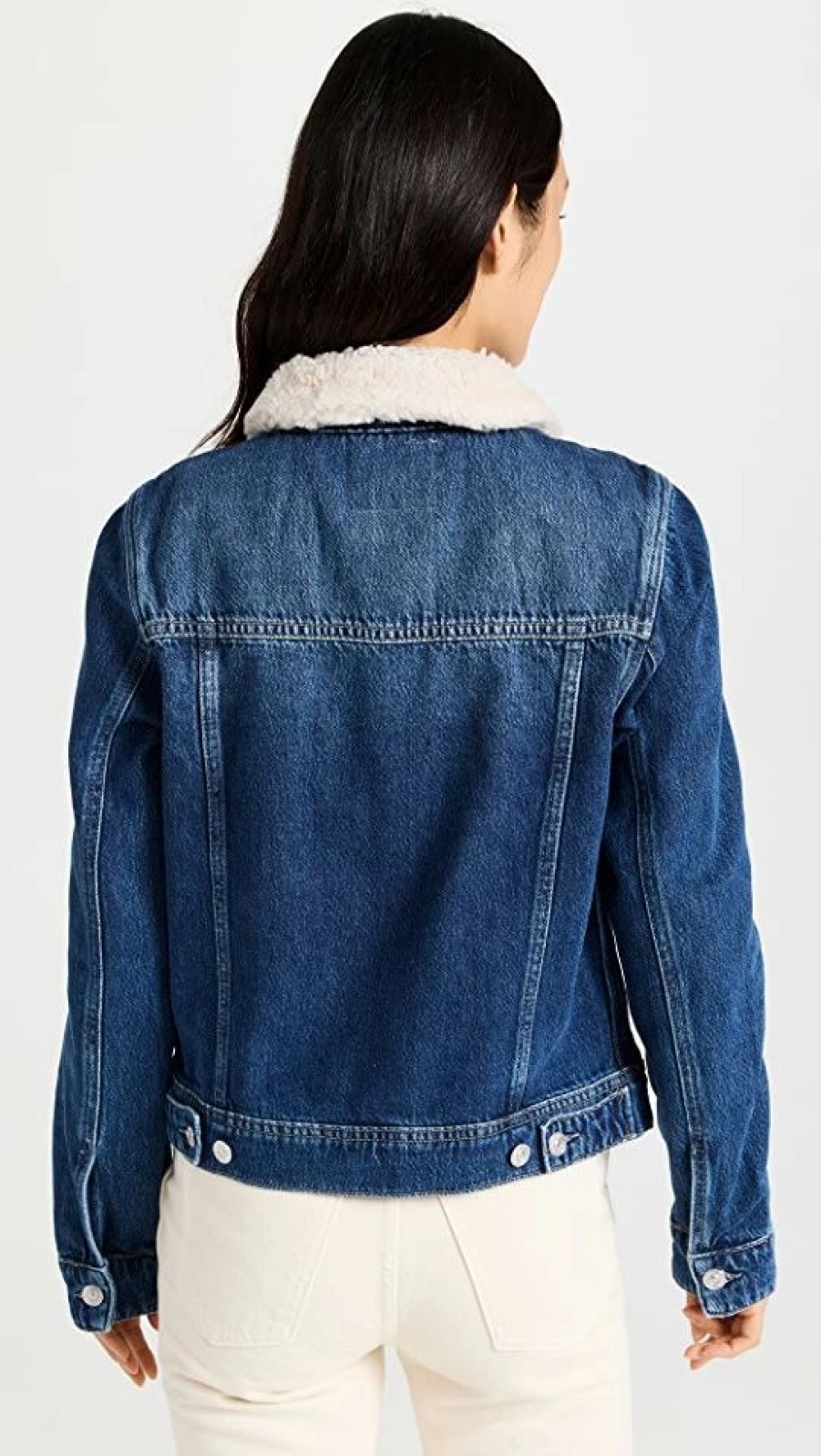 Jean Jackets * | Best Reviews Of Paige Faux Shearling Rowan Jacket Jamee Distressed