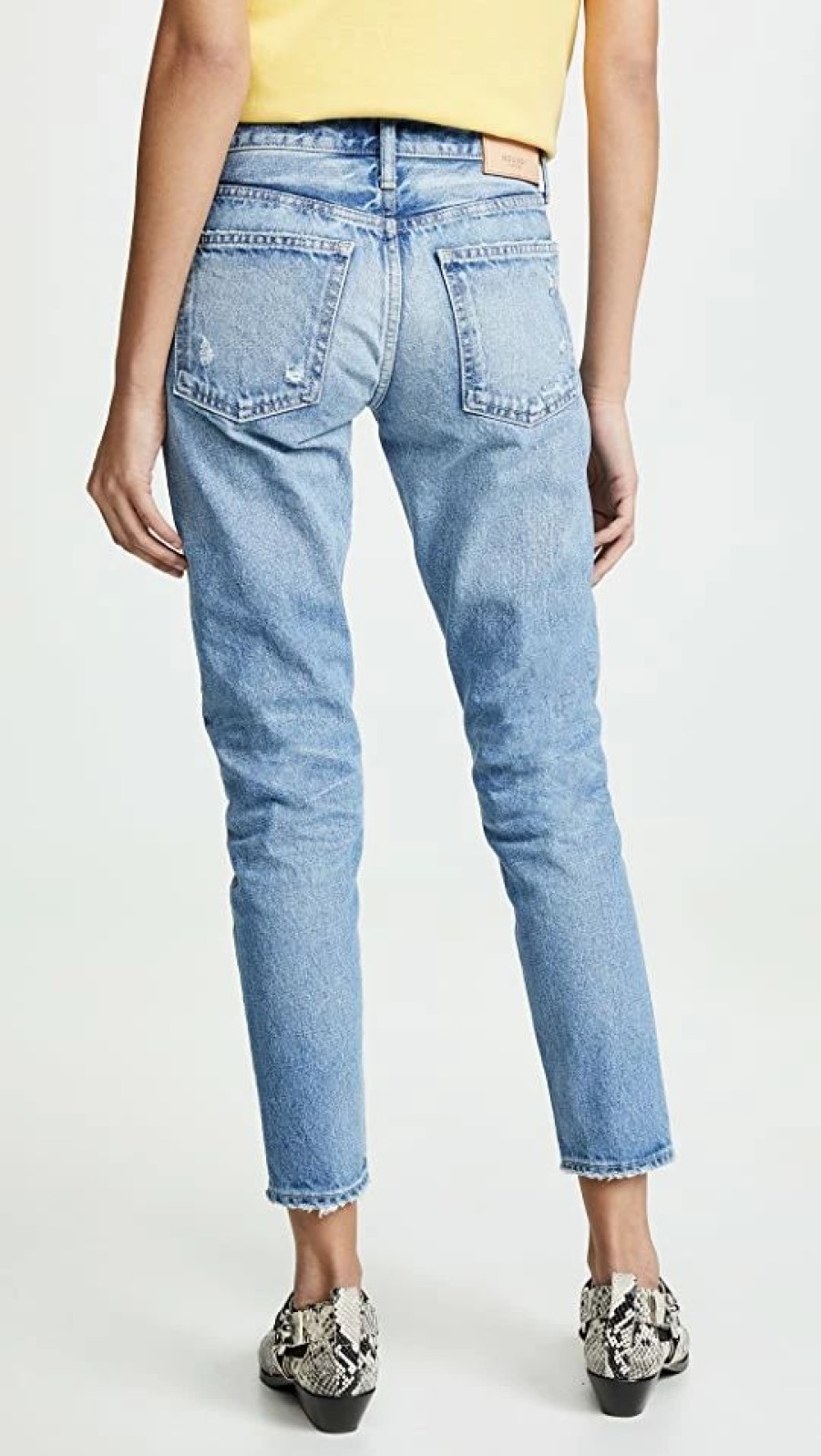 Distressed Jeans * | Top 10 Moussy Vintage Mv Magee Tapered Jeans Light Blue