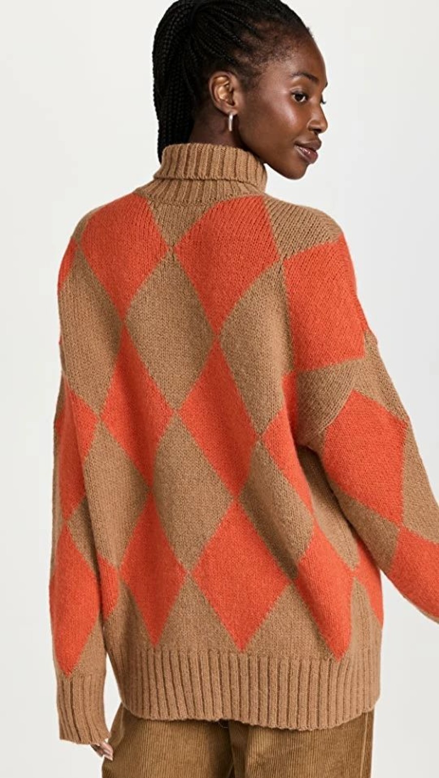 Turtle & Mock Necks * | Deals La Double J Argyle Sweater Camel / Orange