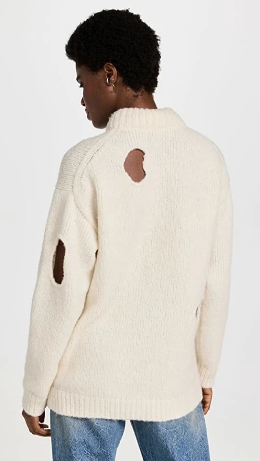 Turtle & Mock Necks * | Top 10 Tibi Trou Trou Alpaca Sweater Ecru