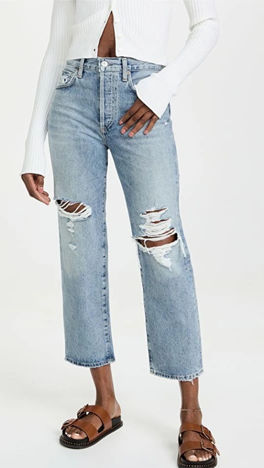 Distressed Jeans * | Promo Citizens Of Humanity Emery Crop Relaxed Straight Jeans Heatwave