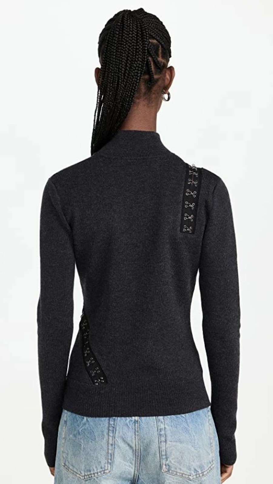 Turtle & Mock Necks * | Top 10 Monse Hook & Eye Fitted Knit Top Charcoal