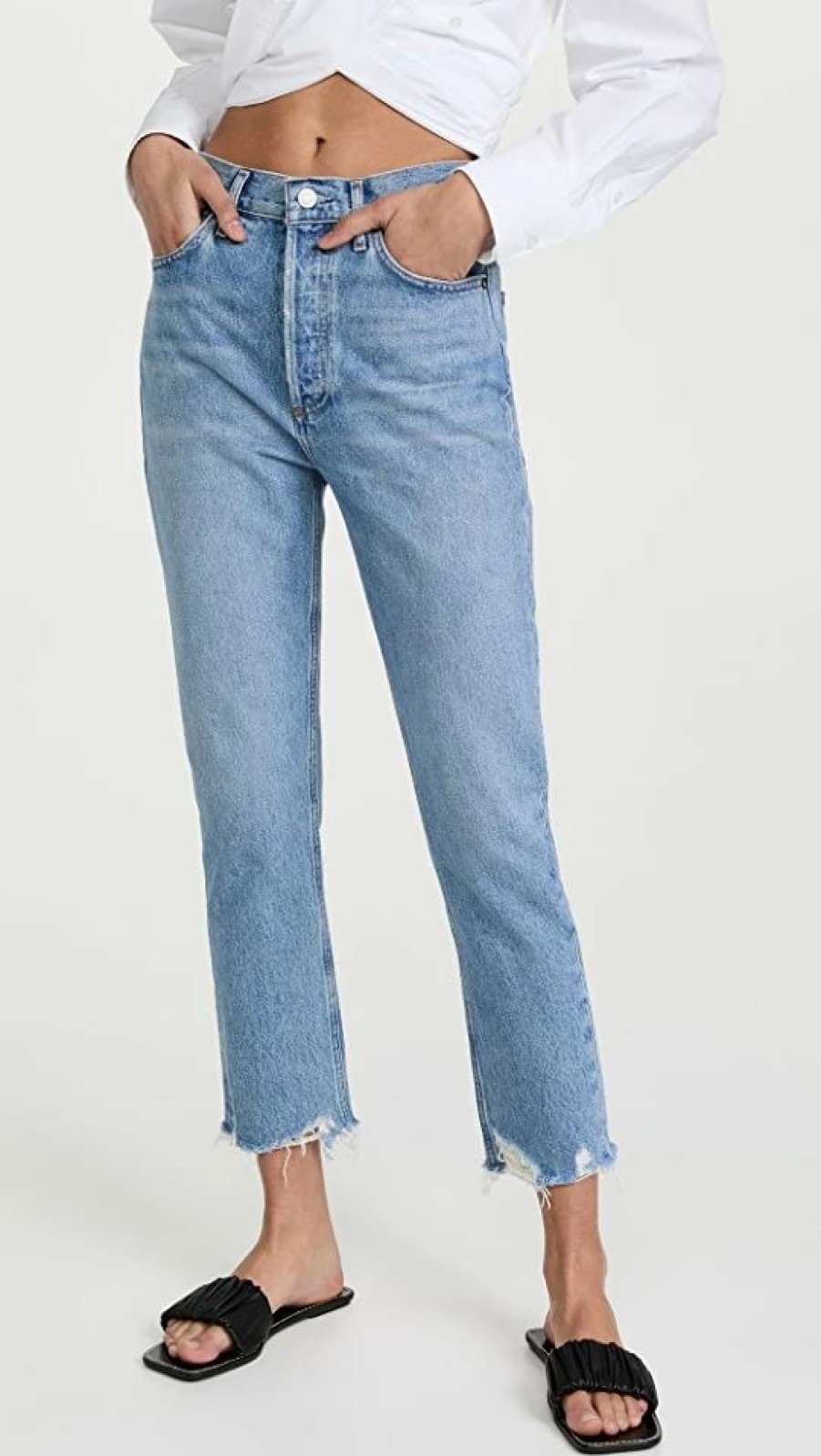 Distressed Jeans * | Best Deal Agolde Riley Crop Jeans Haven