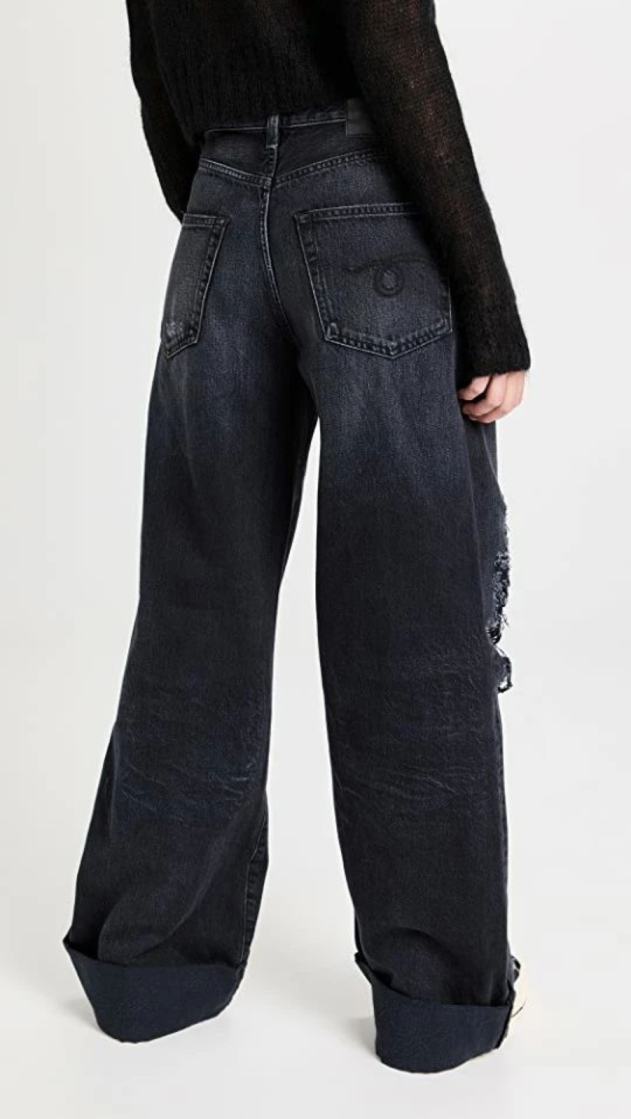 Distressed Jeans * | Top 10 R13 Lisa Baggy Jeans Jake Black