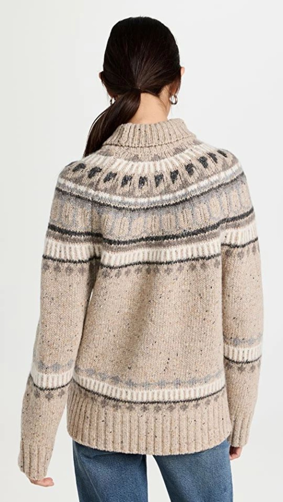 Turtle & Mock Necks * | Cheapest Alex Mill Apres Ski Fair Isle Turtleneck Sweater Oatmeal Combo