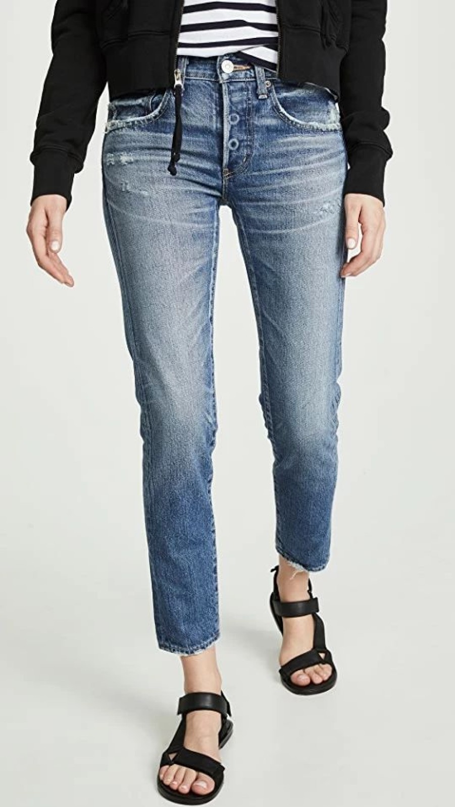 Distressed Jeans * | Hot Sale Moussy Vintage Mv Vienna Tapered Jeans Blue