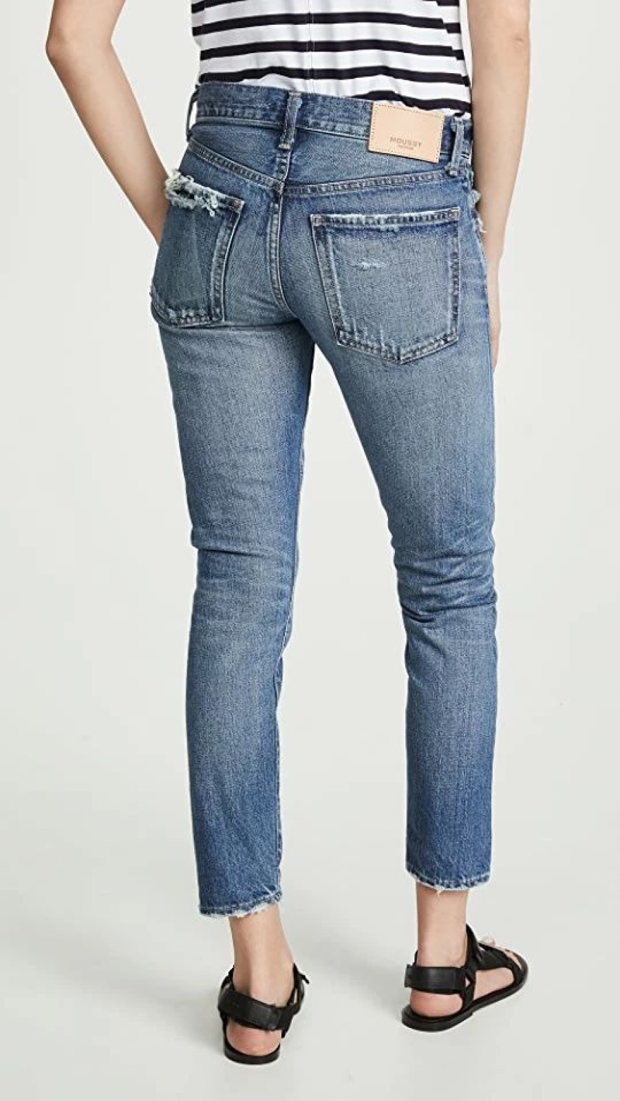 Distressed Jeans * | Hot Sale Moussy Vintage Mv Vienna Tapered Jeans Blue