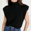 Turtle & Mock Necks * | Coupon En Saison Sweater Pullover With Shoulder Pads Black