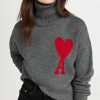 Turtle & Mock Necks * | Flash Sale Ami Turtleneck Sweater Heather Grey