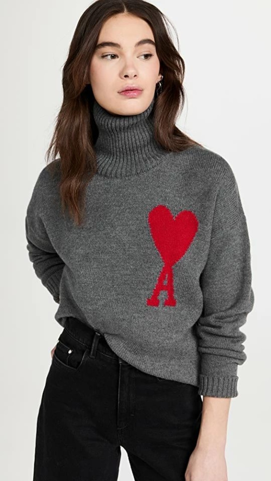 Turtle & Mock Necks * | Flash Sale Ami Turtleneck Sweater Heather Grey