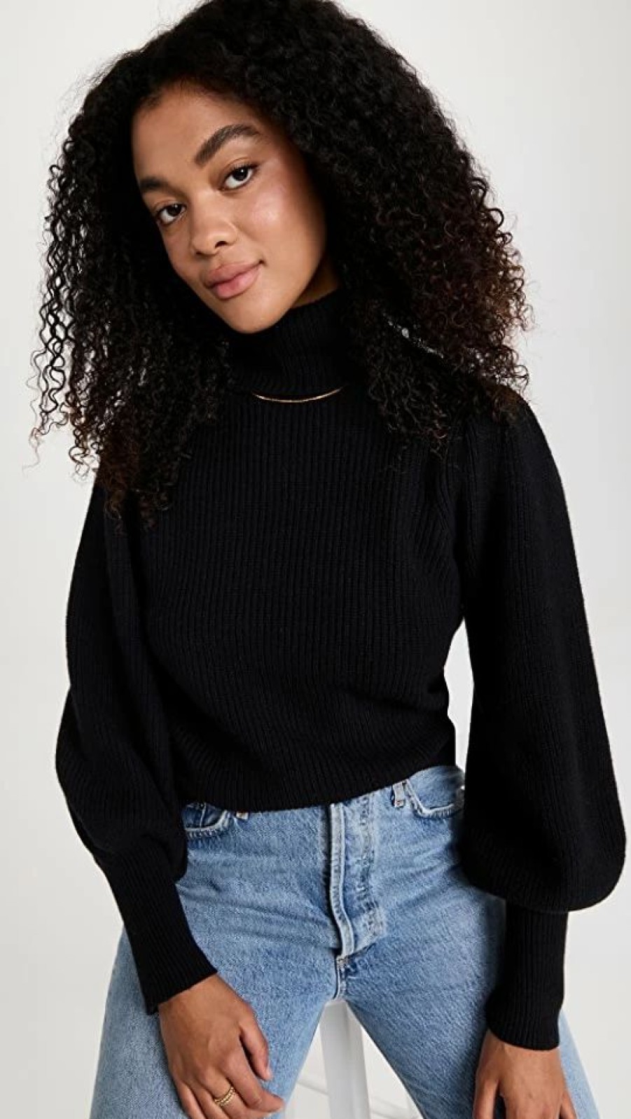 Turtle & Mock Necks * | Discount Madewell Waterfalls Turtleneck True Black