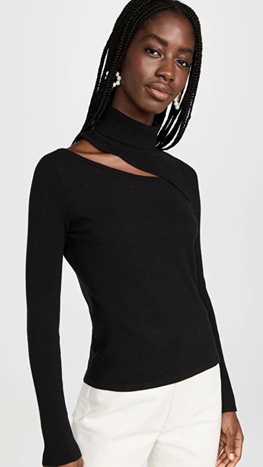 Turtle & Mock Necks * | Best Sale L'Agence Everlee Cutout Sweater Black/Black