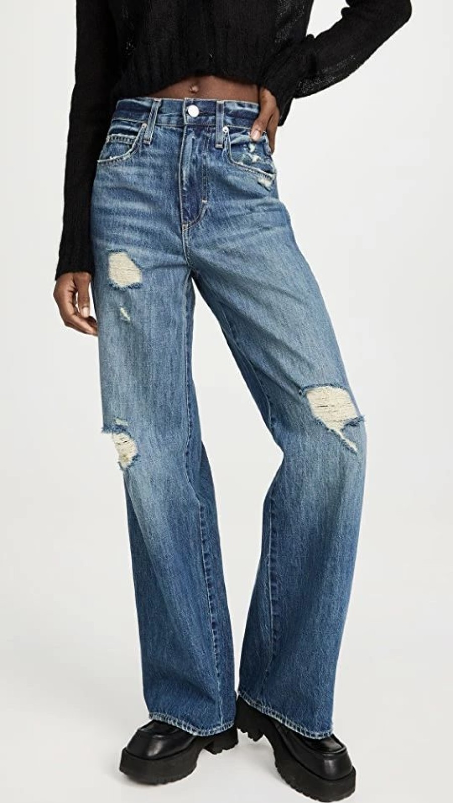 Distressed Jeans * | Best Sale Amo Frida Flare Jeans Blue Pine