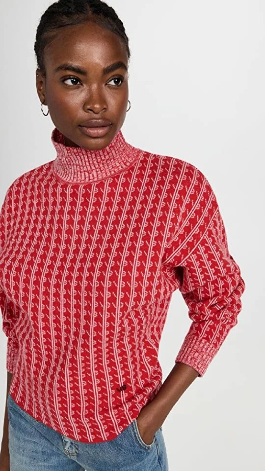 Turtle & Mock Necks * | Deals Victoria Beckham Long Sleeve Polo Top Red/Pink