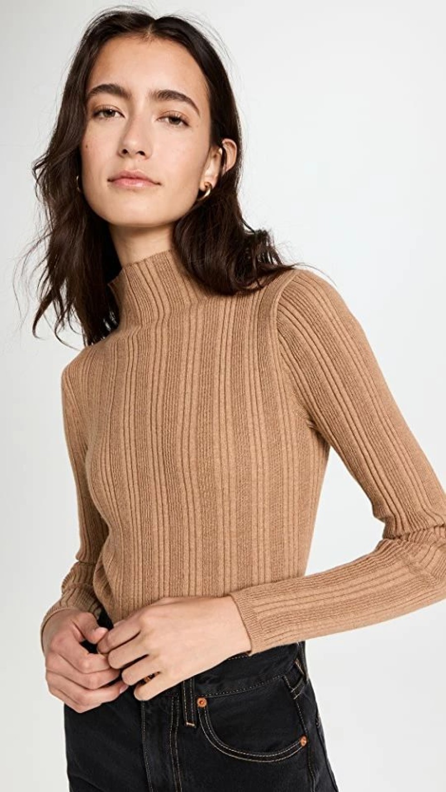 Turtle & Mock Necks * | Wholesale Madewell Leaton Mock Neck Pullover Sweater Hthr Caramel