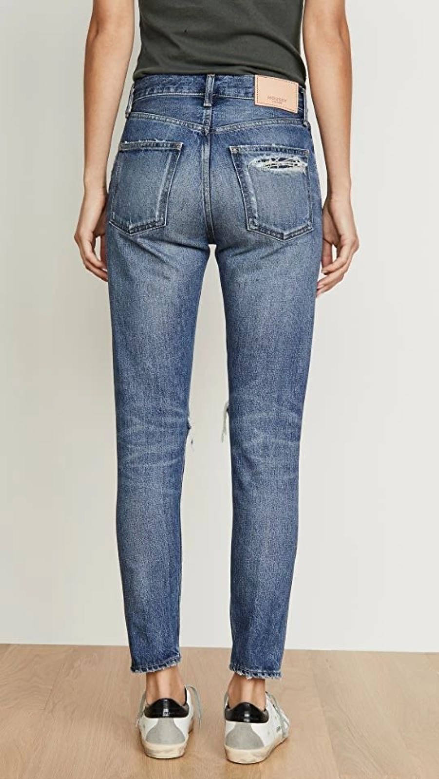 Distressed Jeans * | Cheap Moussy Vintage Beckton Tapered Jeans Dark Blue