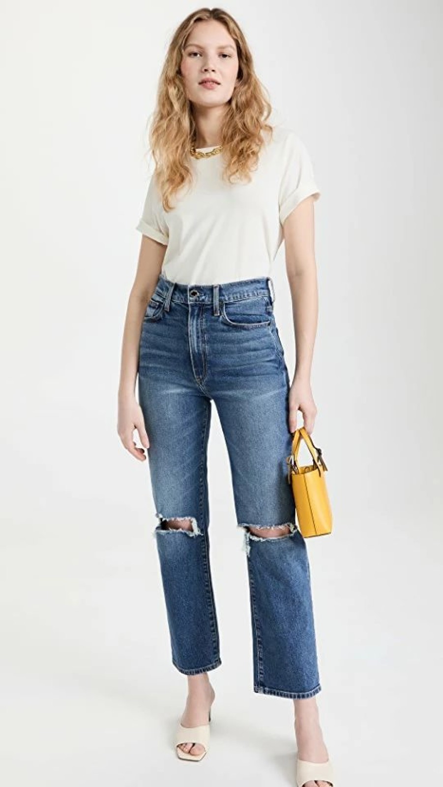 Distressed Jeans * | Cheap Le Jean Mia Relaxed Straight Jeans Bliss Distressed Wash