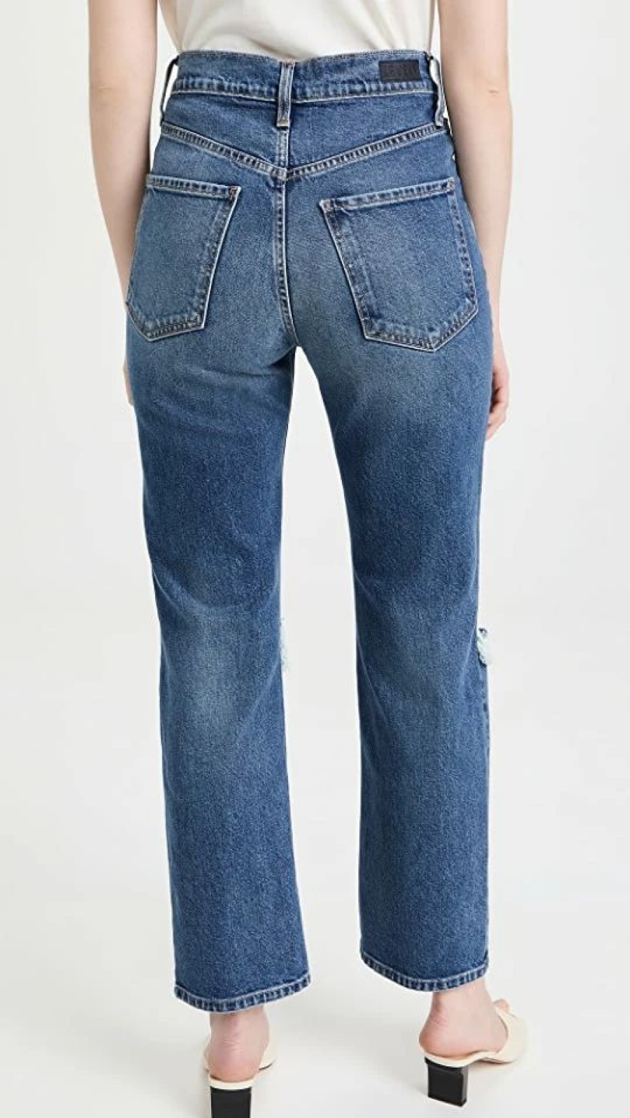 Distressed Jeans * | Cheap Le Jean Mia Relaxed Straight Jeans Bliss Distressed Wash