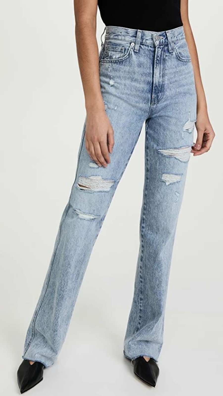 Distressed Jeans * | Flash Sale Veronica Beard Jean Dylan High Rise Jeans Pebble Stone