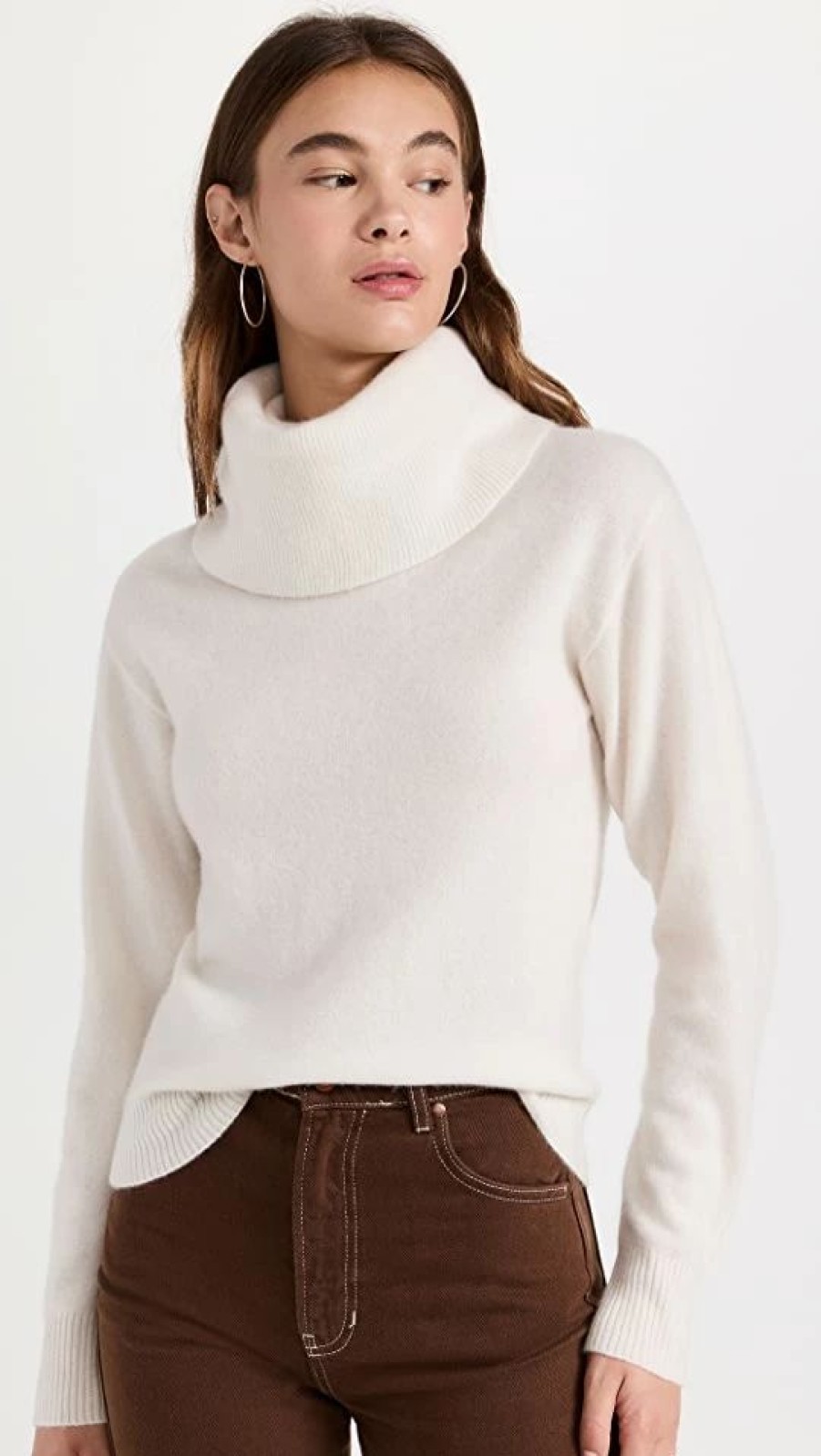 Turtle & Mock Necks * | Coupon Naadam Cashmere Ribbed Cowl Turtleneck White