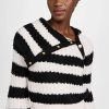 Turtle & Mock Necks * | Promo Derek Lam 10 Crosby Astra Asymmetric Button Turtleneck Sweater Black/White