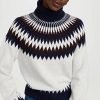 Turtle & Mock Necks * | Top 10 Jumper 1234 Nordic Yoke Roll Collar Sweater Deep Sea/Crystal