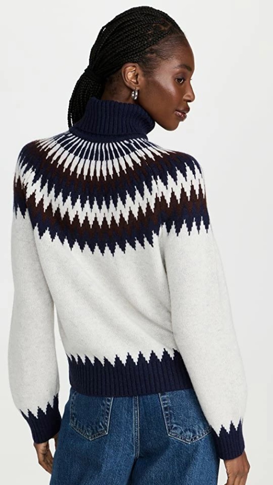 Turtle & Mock Necks * | Top 10 Jumper 1234 Nordic Yoke Roll Collar Sweater Deep Sea/Crystal