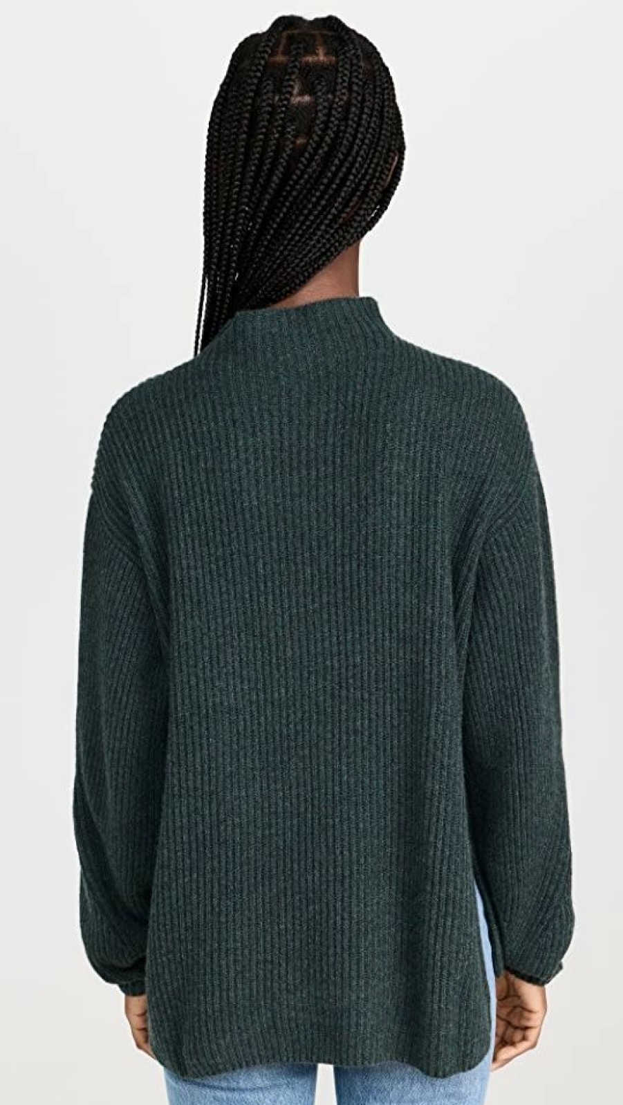 Turtle & Mock Necks * | Hot Sale Le Kasha Iowa Cashmere Sweater With Collar Tube Emeraude