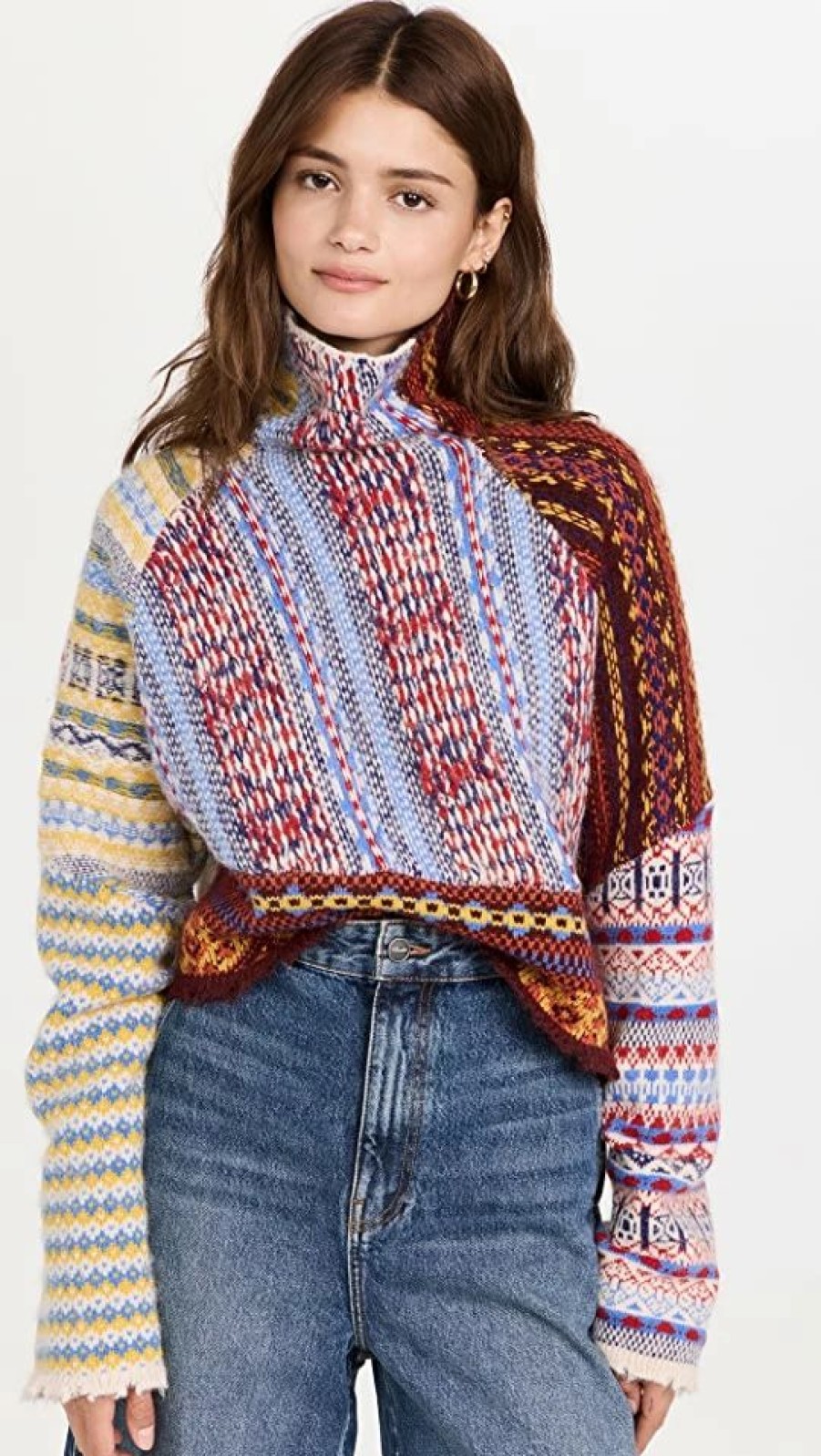 Turtle & Mock Necks * | Flash Sale Rag & Bone Hollis Fair Isle Turtleneck Blue Multi