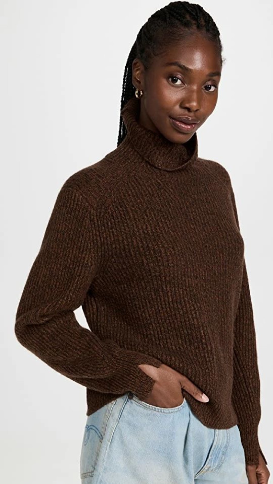 Turtle & Mock Necks * | Buy Rag & Bone Pierce Cashmere Turtleneck Brown Multi