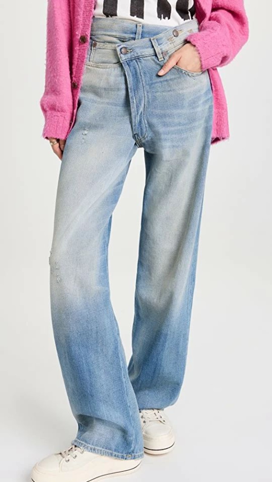 Distressed Jeans * | Brand New R13 Wideleg Cross Over Jeans Delancey