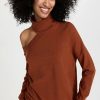 Turtle & Mock Necks * | Flash Sale L'Agence Easton Cold Shoulder Sweater Nubuck