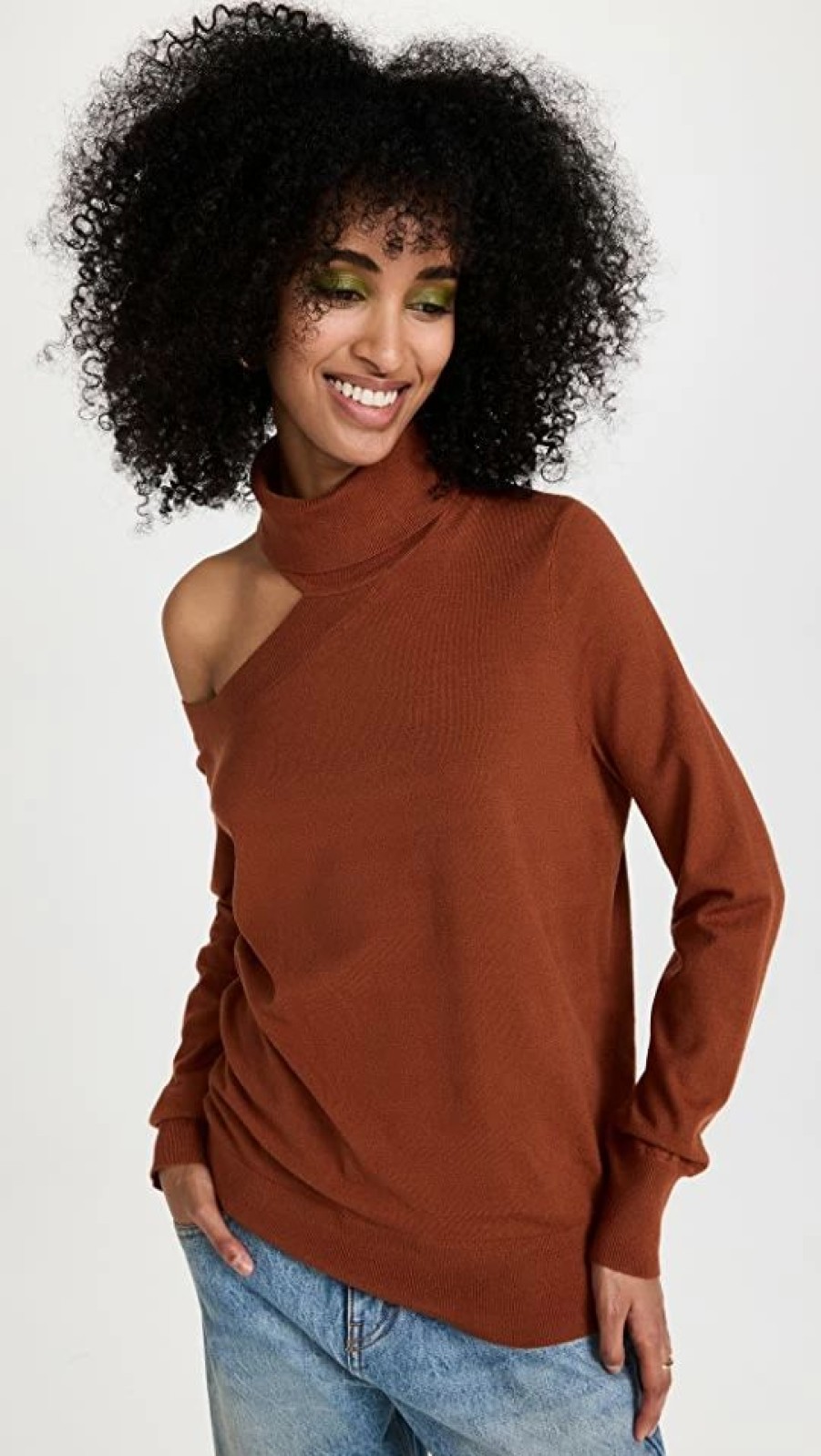 Turtle & Mock Necks * | Flash Sale L'Agence Easton Cold Shoulder Sweater Nubuck