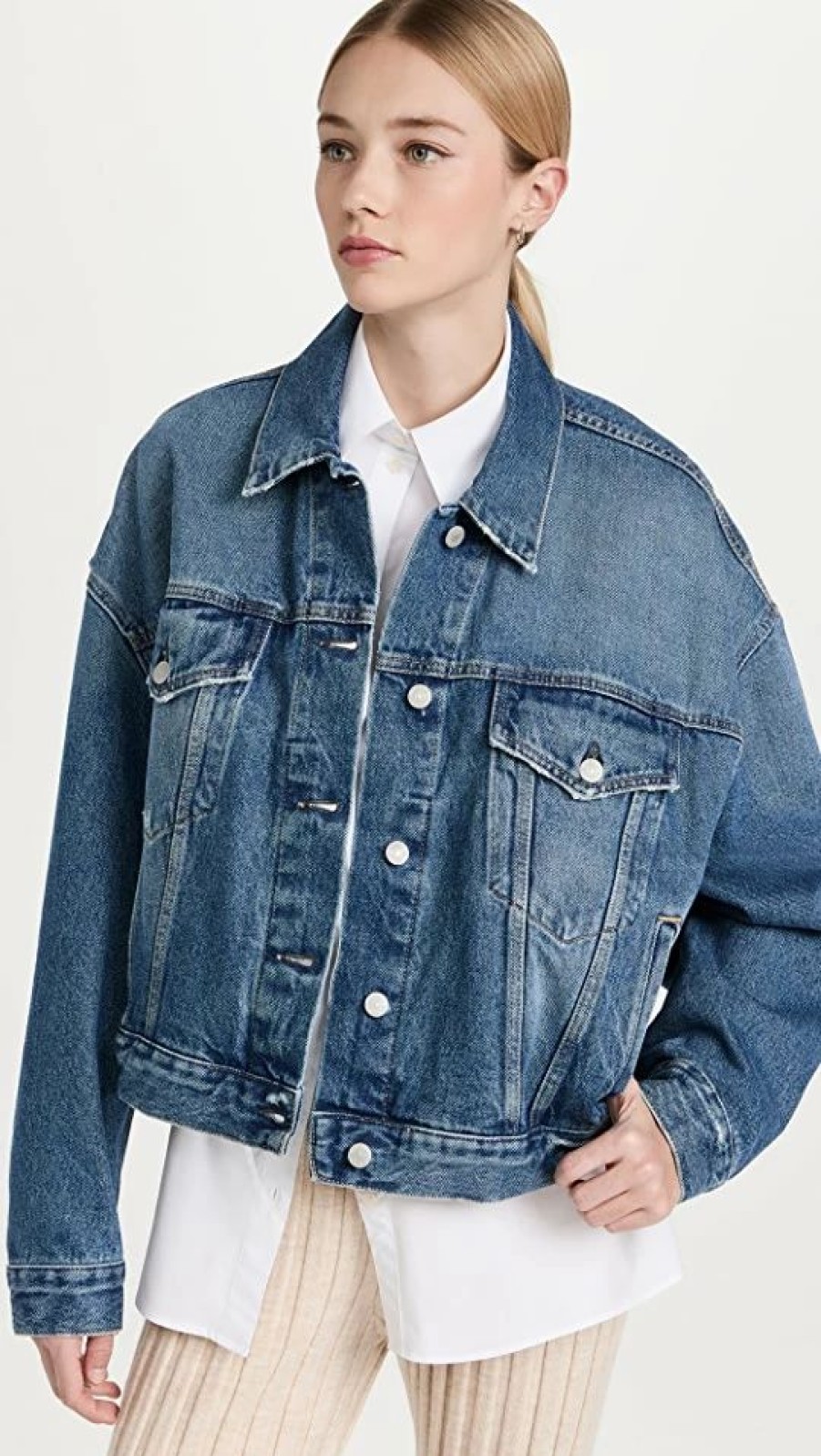 Jean Jackets * | Best Reviews Of Acne Studios Denim Jacket Mid Blue