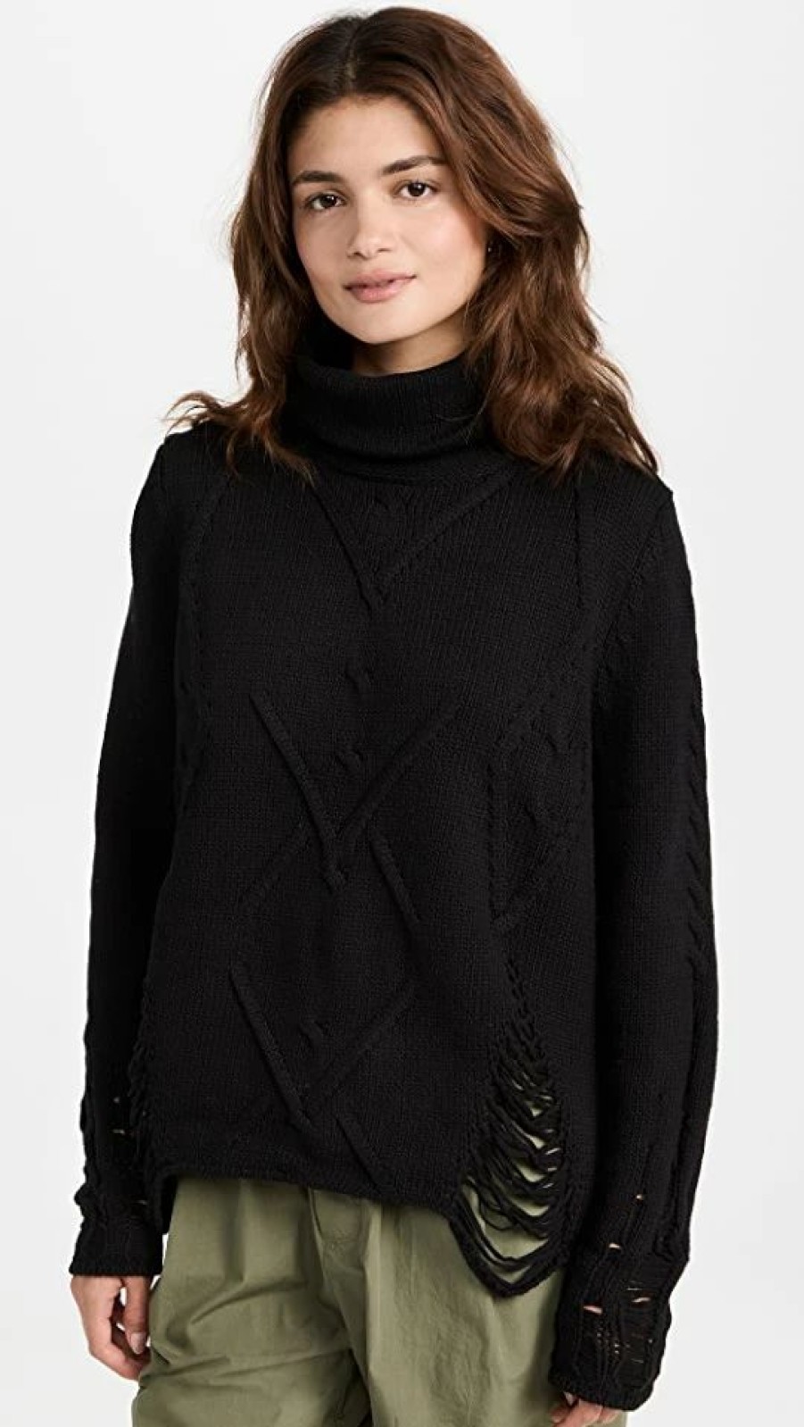 Turtle & Mock Necks * | Best Deal One Teaspoon Laddered Roll Neck Sweater Black