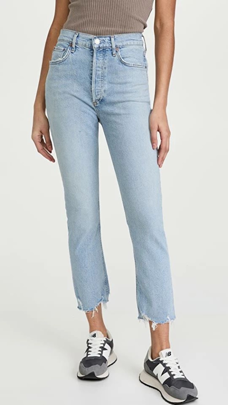 Distressed Jeans * | Best Deal Agolde Riley Crop Jeans Bitter