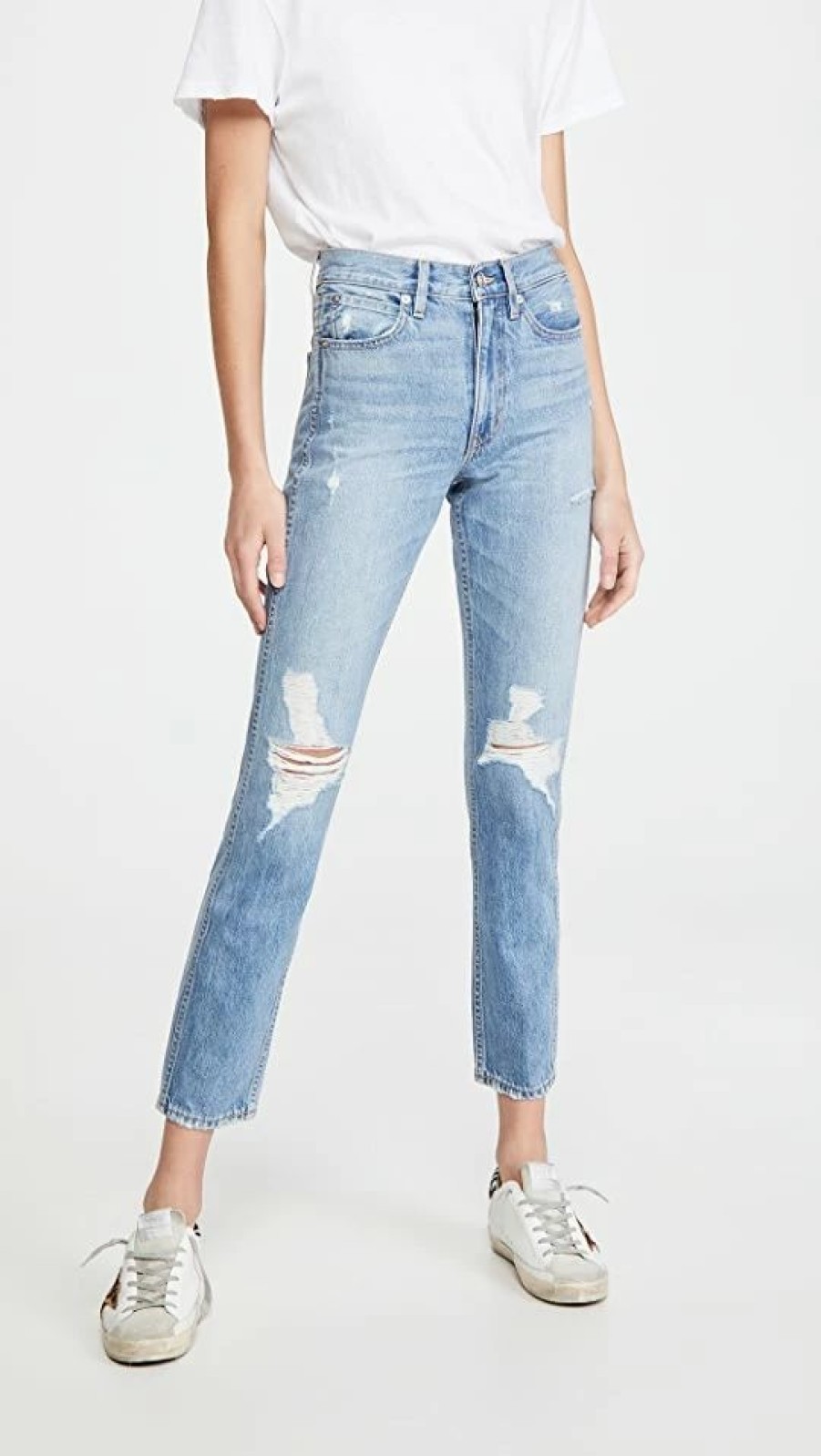 Distressed Jeans * | Flash Sale Slvrlake Virginia Slim Jeans Rolling Waters