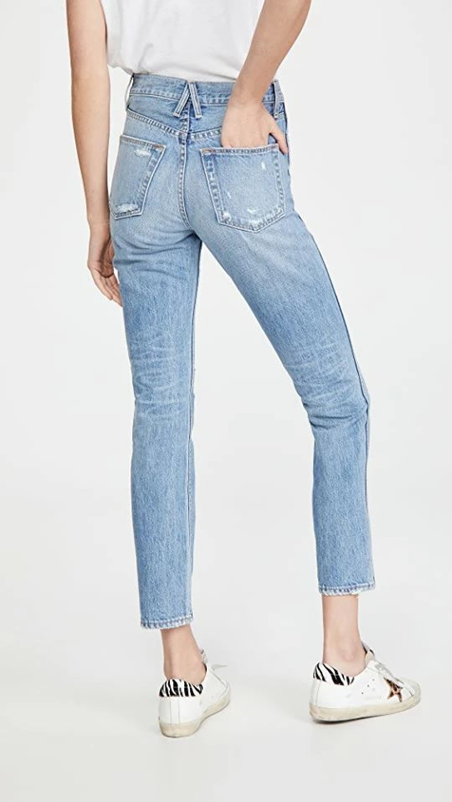 Distressed Jeans * | Flash Sale Slvrlake Virginia Slim Jeans Rolling Waters