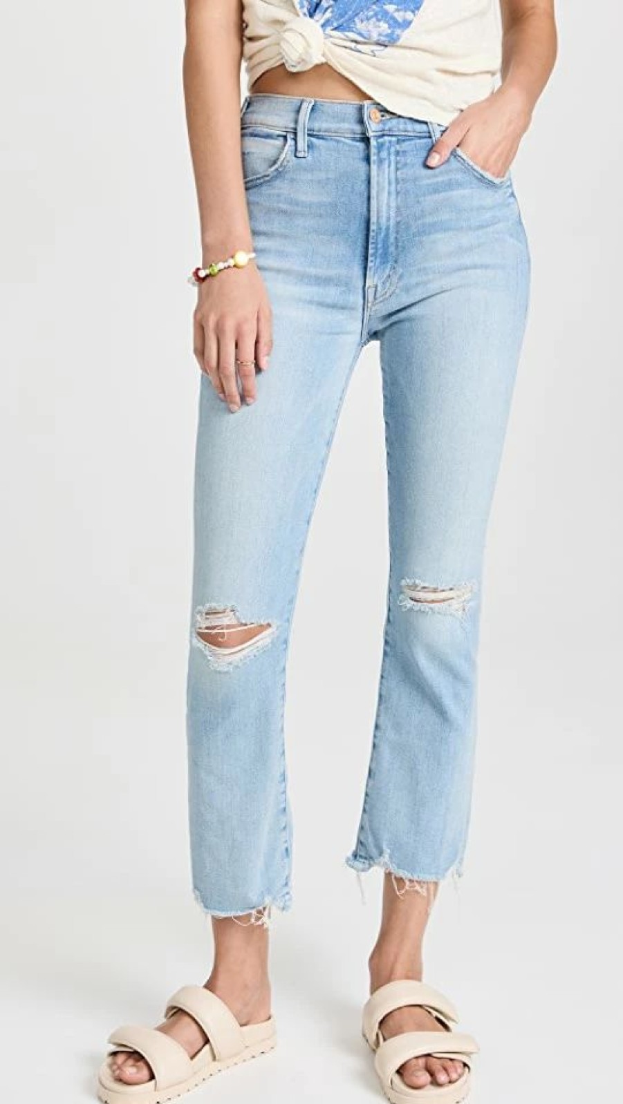 Distressed Jeans * | Discount Mother The Hustler Ankle Chew Jeans Petal Plucker