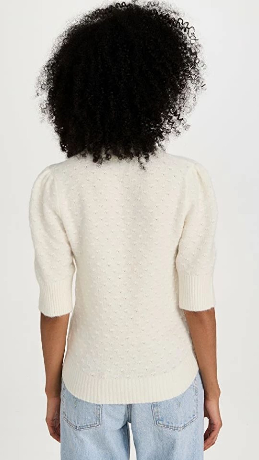 Turtle & Mock Necks * | Buy Ganni Short Sleeve Top Egret