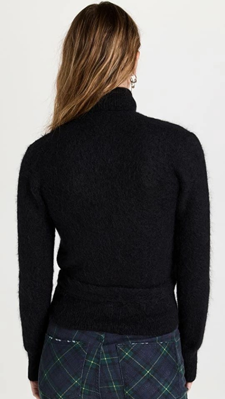 Turtle & Mock Necks * | Cheapest Ganni Brushed Alpaca Wrap Blouse Black