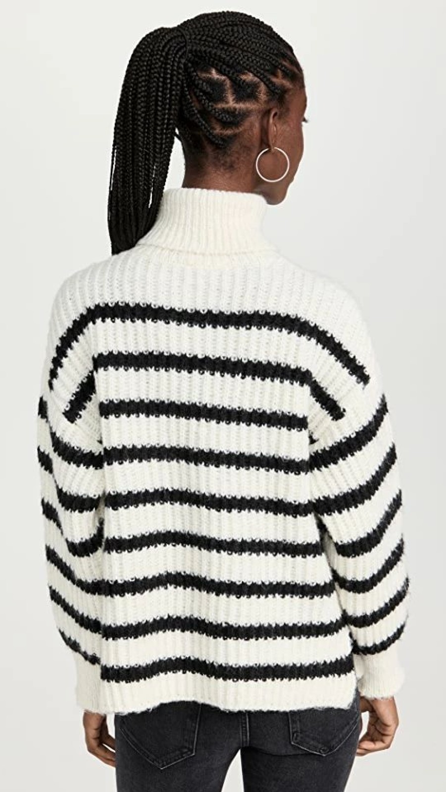 Turtle & Mock Necks * | Cheapest Line & Dot Ariel Sweater White/Black