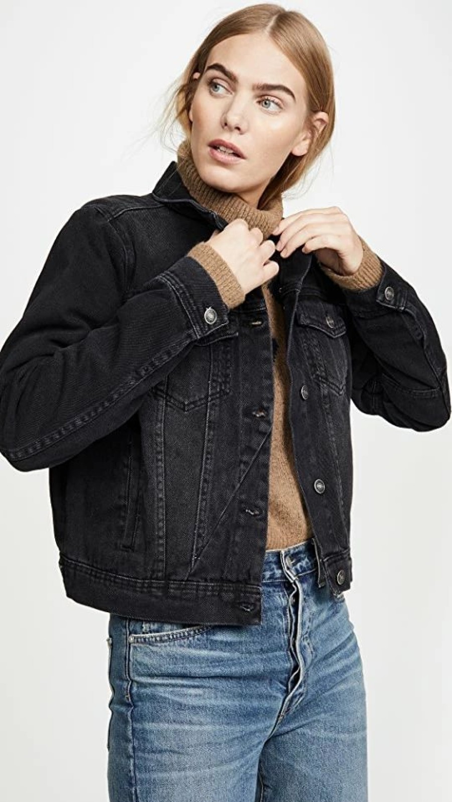 Jean Jackets * | Hot Sale Free People Rumors Denim Jacket Black