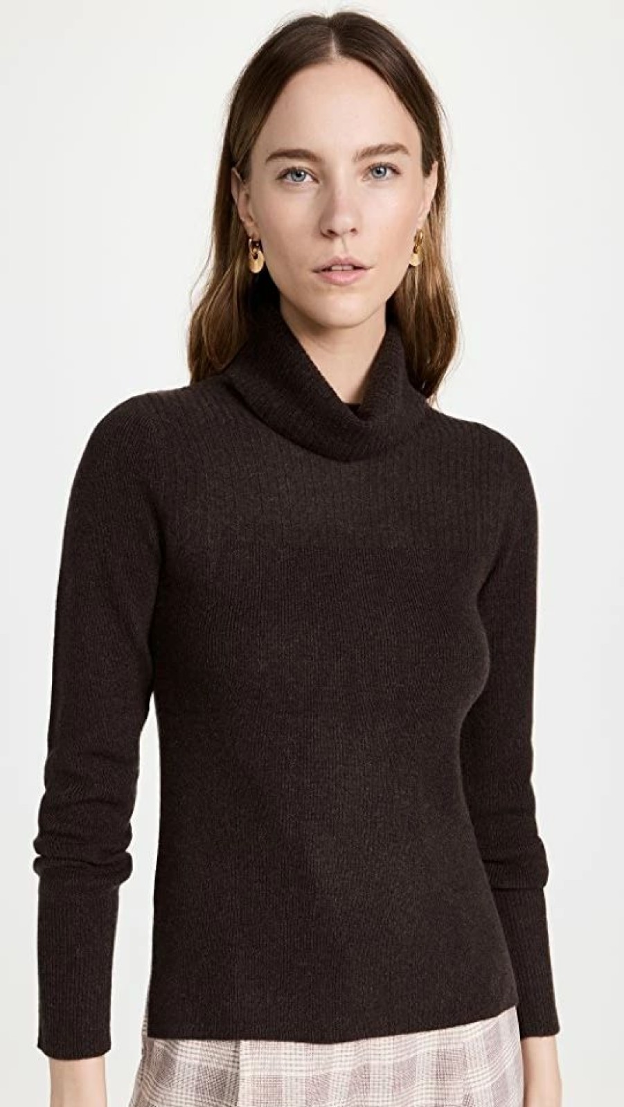 Turtle & Mock Necks * | Promo Veronica Beard Jurnee Cashmere Turtleneck Brown Melange