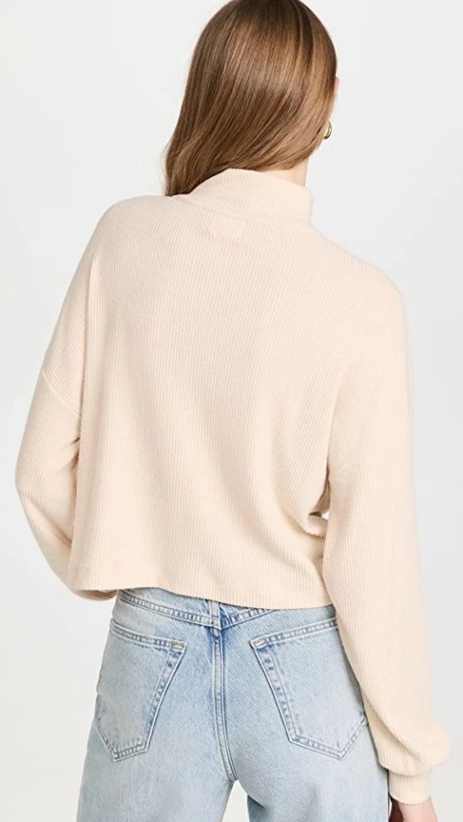 Turtle & Mock Necks * | Best Deal Nation Ltd Evan Cropped Turtleneck White Chocolate